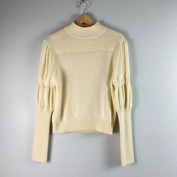 Derek Lam 10 Crosby Wool Mock Neck Puff Sleeve Sweater - Picture 1 of 6